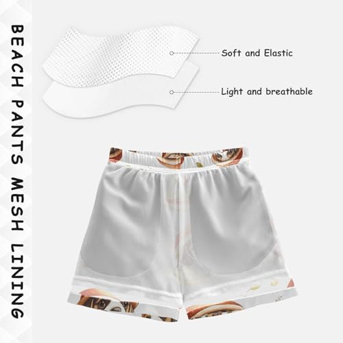 Pigsaly Boys Swim Trunks Hamburger Black Brown Beagle Puppy Dog Boys Board Shorts Swimsuit Swimwear Summer Bathing Suit S4