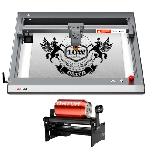 Ortur Laser Master 3 Laser Engraver with YRR2.0 Rotary Roller for Cylinder Engraving, 10000mW High Precision Engraving for Wood and Metal, Acrylic Glass Leather, Laser Class 4