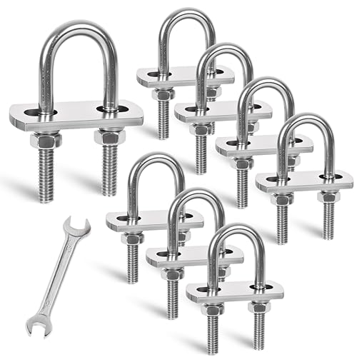 Image of 8 Sets M6 U-Bolts,u-Bolts 0.63 inch (16mm) Wide,U-Bolts with Nuts