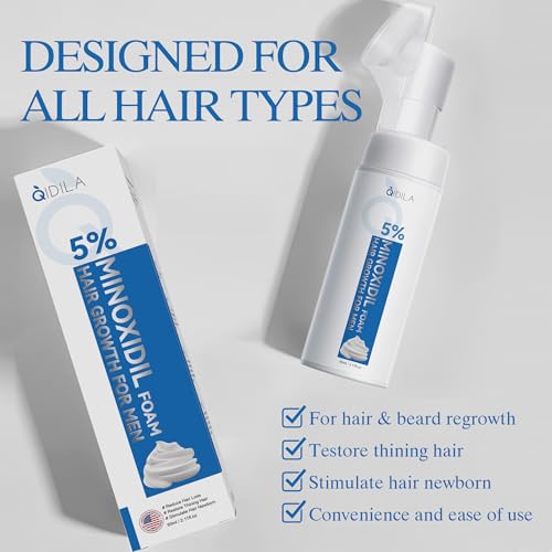 5% Minoxidil Foam for Men Hair and Beard Regrowth, Dermatologist-Recommended Lightweight Topical Solution, Thicker Fuller Hair Growth Treatment (60ml/2.11fl.oz) - Thumbnail 4