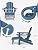 KINGYES Folding Adjustable Adirondack Chair with Retractable Ottoman, HDPE Reclining Adirondack Chair with Cup Holder, Blue