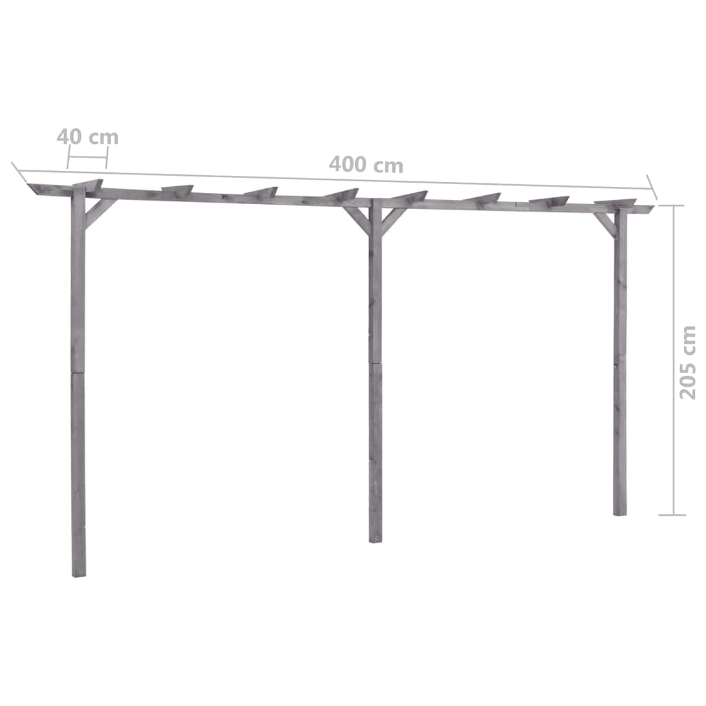 Pergola ogrodowa, szara, 400 x 40 x 205 cm, impregnowane drewno sosnowe