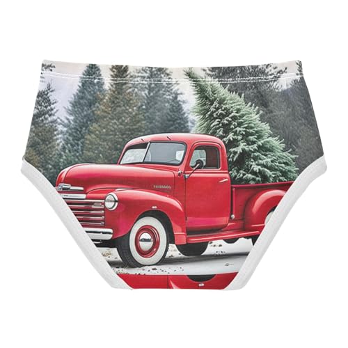 Toddler Underwear Custom 2t Cotton Girl Panties Cute Flower Kids Briefs Undies Old Red Truck Christmas Tree2