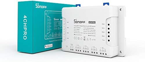 Sonoff 4CHPROR3 WiFi Smart Switch 4 Gang Light Switch Inching/Self-Locking/Interlock 433MHz RF Remote Control Switch,Works with Amazon Alexa/Google Home/IFTTT,Timer Function,No Hub Required