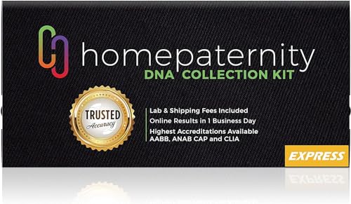 HomePaternity Express DNA Paternity Testing for Child and Father, Next-Day Results, Over 99.999% Confidence, All Fees Included, Includes Overnight Return Shipping to Lab