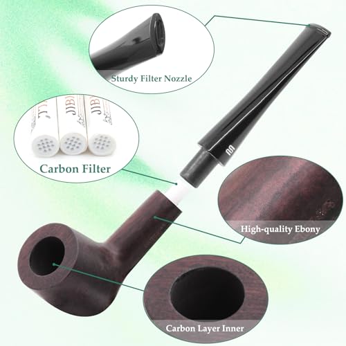 Tobacco Pipe Set,Handmade Wood Tobacco Smoking Pipe,Pipe Starter Kit for Beginner with Replaceable Pipe Filters Pipe Stand Pipe Bowl Screens Pipe Cleaners 3 in 1 Pipe Tool and Accessories - Image 6