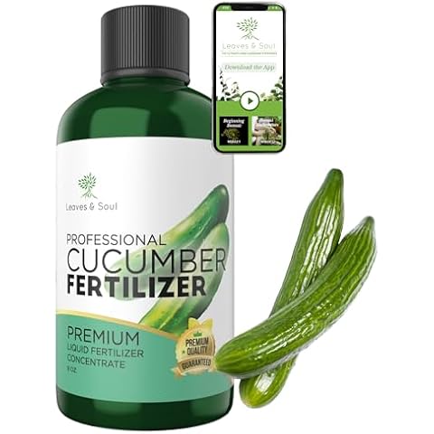 LEAVES AND SOUL Professional Liquid Cucumber Fertilizer | 5-1-5 Concentrate, Liquid Plant Fertilizer for Garden, Healthy Produce, Good Harvest, Multi-Purpose Blend & Gardening Supplies | 8 oz Cover