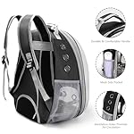 Bird Travel Backpack Carrier, Bird Cage for Small Medium Size Parakeet Budgies Cockatiel, Space Capsule Clear Bubble Window with Stainless Steel Tray Food Bolw Standing Perch (Black) - Image 4