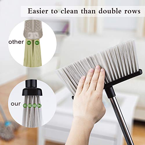 Broom And Dustpan Set For Home With Lid Indoor Upright Dustpan And Broom Combo Dust Pan With Long Handle Standing Sweeper Angle Broom Sweeping Room Office Garden Kitchen Floor Kids Pet Hair #TOP3