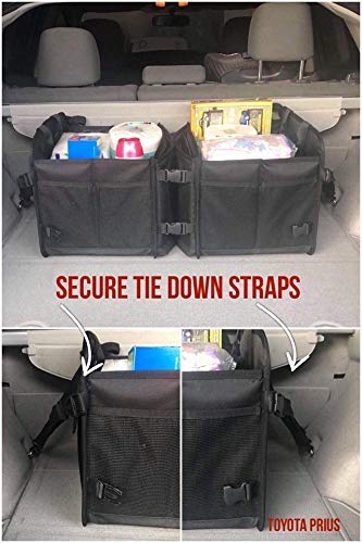 Tuff Viking Convertible Large 3 Compartment Suv Trunk Organizer | Truck Bed Organizer With Cover For Trucks, Cars, Suvs And Groceries. Patented (4-In-1 With Cover, Black) #TOP4