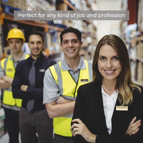 Personalized Name Tag Badges Identification Customized with Text & Logos, Reusable Acrylic Name ID for Clothing with Pin or Magnetic Backing, Gold & Silver Plates for Business or Employees