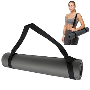 Black Yoga Mat Straps, 3.8 cm x 150 cm Slim Yoga Mat Straps for Carrying, Adjustable Loops for all Mat Sizes Multipurpose Lightweight (Mat Not Included)