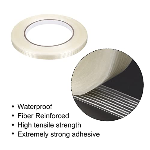 Image of MECCANIXITY Filament Strapping Tape, 3 /8 Inch x 55 Yards 5.3 Mil, Reinforced Fiberglass Tape Transparent
