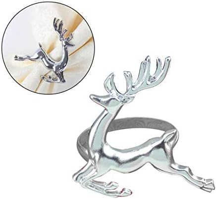 SOIMISS Deer Napkin Rings Set Reindeer Napkin Rings Elk Serviette Buckle for Christmas Dinning Table Party Wedding Banquet (Sliver 8 Pces)