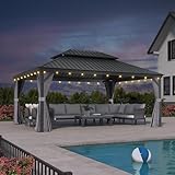 PURPLE LEAF - Cenador de jardín al aire libre con guirnalda luminosa exterior, gris