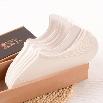 ZHFC-Men's socks thin summer cotton socks socks socks stealth bamboo fiber low shallow mouth anti-skid sports socks,White 8 double pack