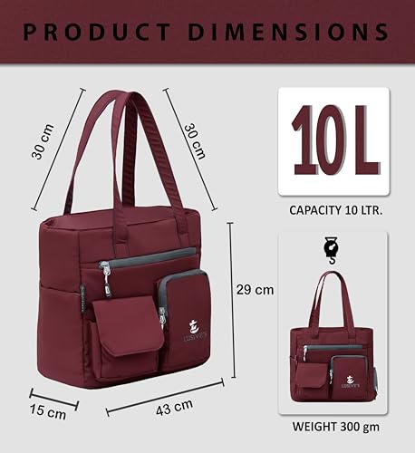 Image of Lusive's Double Pocket Handbag for Women: Stylish, Ideal Companion for Work, Travel, Polyester Material, Spacious 10-liter Capacity, 6 Pockets.