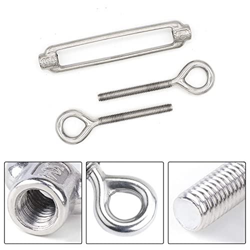 M6 Eye & Eye Turnbuckle, 304 Stainless Steel Turnbuckle Heavy Duty Wire Rope Tension 5 Pcs