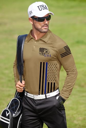 Mainfini Men's Long Sleeve 1776 Golf Shirt USA Flag Graphic Button Polo Shirt (S-3XL) - Image 5