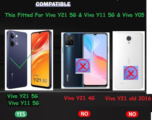 Image of Vintage Magnatic Closer Vegan Leather Flip Cover Compatible for Vivo V2553 / Y21 /Vivo Y11 5G - Navy Blue