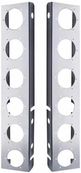 Technical Precision Replacement For PETERBILT 378 YEAR 2000 STAINLESS STEEL FRONT AC BREATHER PANEL W 2 INCH ROUND LIGHT HOLES PAIR