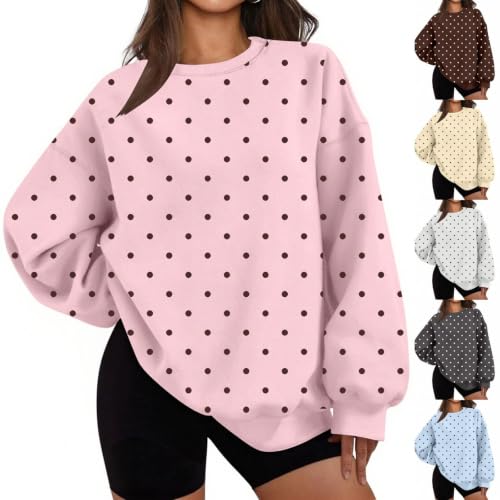 Polka Dot Sweatshirt for Women Oversized Crewneck Long Sleeve Pullover Tops - image 1