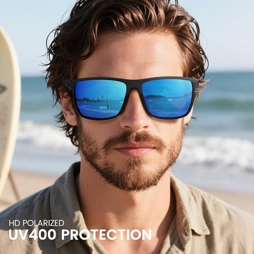 Polarized Sunglasses for Men Square Lightweight Frame Sun Glasses UV Protection for Driving Fishing Golf3