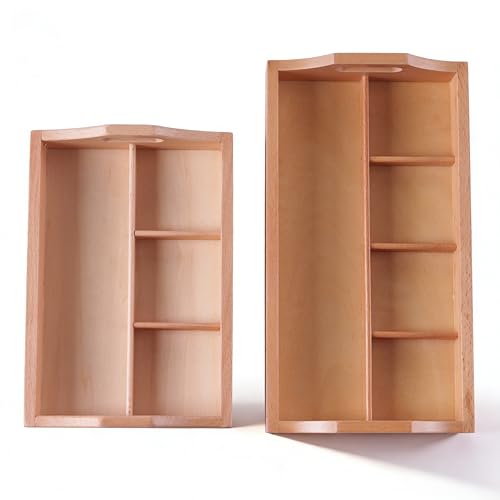 penepico Montessori Preschool Toys for Kids 3+ - Practical Life Skills Set with Wooden Tools, Dressing Frames & Cleaning Kit - Educational Learning Materials for Toddlers (4 Compartment Sorting Tray)