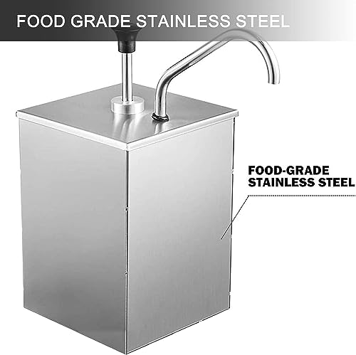 DYRABREST Condiment Pump Station 4L Single-Head Soy Sauce Ketchup Mustard Dispenser Pump Restaurant Condiment Dispensing Pump Large Capacity Stainless Steel Removable