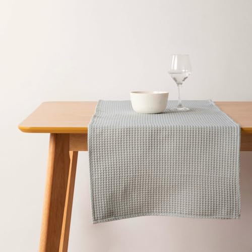Chemin de table gaufré élégant Muaré gris clair de qualité supérieure 45x140 cm - 2