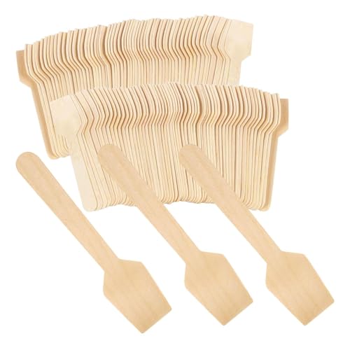 Piopiocoing 300pcs 3.75'' Disposable Mini Wooden Spoons,Tasting Spoons for Ice cream,Square End,Biodegradable Compostable Birchwood