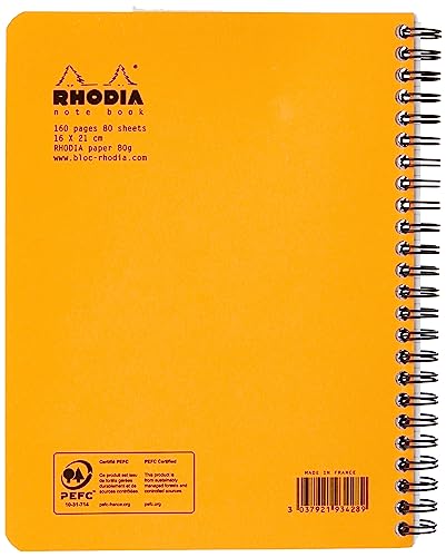 RHODIA 193428C, Spiral Notebook (Full Binding) Notebook Orange, A5+, Small Squares, 160 Detachable Pages - Image 2