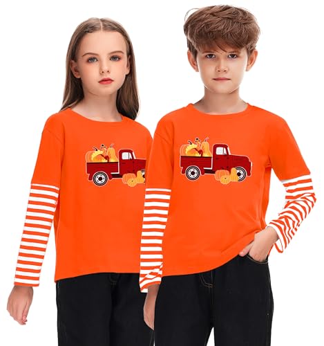 Image of Remimi Unisex Kids Christmas Long Sleeve Shirt Xmas Print Stripe Shirts 2-12 Years