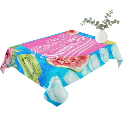 PUXTKE DAZQW Summer Time Ocean Flower Waterproof Tablecloth for Rectangle