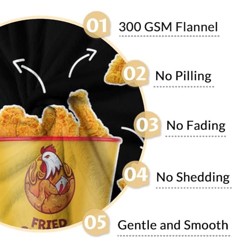 Mercuryelf Custom Chicken Nugget Blanket - Soft, Fuzzy & Warm - 60x80 Inches Flannel Throw Blankets for Bed, Couch - Black Novelty Throws Gift for Adults