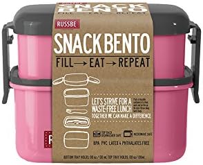 Russbe 18568 18oz. Snack Bento, Pink Lunch Boxes, Plastic