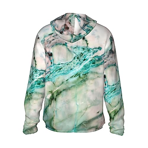 TOMPPY Jaqueta com capuz com estampa de textura de mármore, leve, de manga comprida, para caminhadas