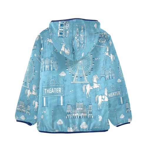 Cityscape with Amusement Elements Toddler Fleece Jacket Girl Boys Hooded Fleece Jacket Coat Warm Outwear Zip-up 3-10T2