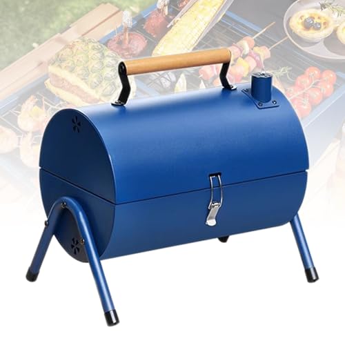 Barbecue portatile 3 in 1 con coperchio per affumicatore, per cottura all'aperto, arrosto, stufatura, ampia area di cottura da campeggio