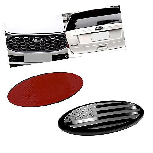 Image of SANRILY 6.9 Inch Black Oval American Flag Emblem for Ford F150 F250 F350 6.9 inch x 2.8 inch Decal Badge Nameplate for Ford 1999-2004 Car Emblem Replacement Cover