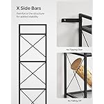 SONGMICS 5-Tier Metal Storage Rack, Shelving Unit with X Side Frames, Dense Mesh, 12.6 x 23.6 x 57.3 Inches, for Entryway, Kitchen, Living Room, Bathroom, Industrial Style, Ink Black UBSC165B01 - Image 5