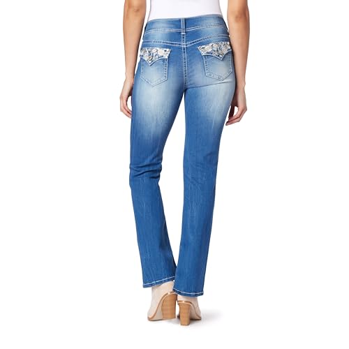 Image of WallFlower Bling Back Pocket Bootcut Jeans for Women, Luscious Curvy Fit, Embellished Mid-Rise Insta Stretch Denim