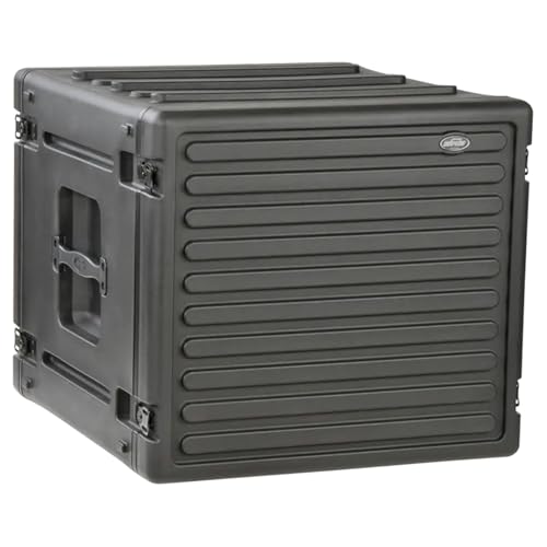 SKB 8U Roto Rack Case - Durable Polyethylene Gear Protector, Stackable, Waterproof with Twist Latches & Rubber Feet for Musicians, Black