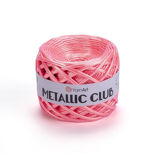 Image of YarnArt Metallic Club Super Bulky T-Shirt Yarn - 100% Polyester, 6.35 oz / 180 gr, 60 yrds / 55 Meters - Shiny Colors for Handbags, Rugs, Chic Night Bags, Crochet (8123)