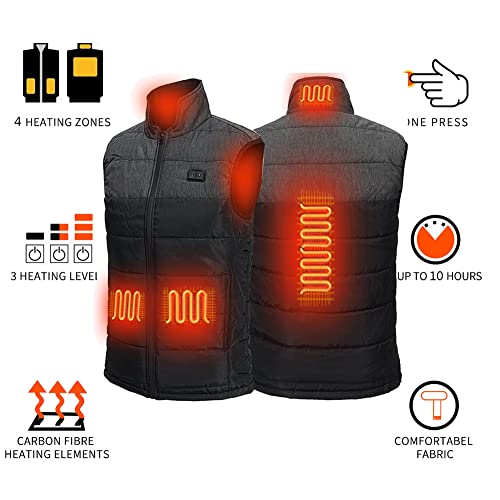 Chaleco calentado para hombre con carga USB impermeable y lavable negro 3