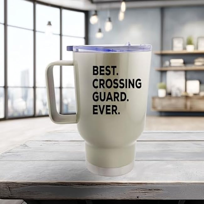 SpreadPassion ¨C The Best Crossing Guard Ever Tumbler ¨C Stainless Steel Novelty Tumbler for Birthday and Anniversary Parties ¨C Gift Idea for Teacher on Christmas¨C14Oz Hot Tea Tumbler