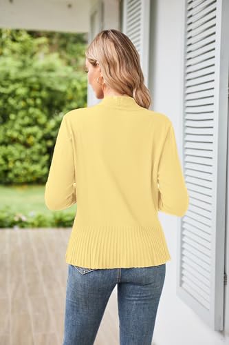 Image of GRACE KARIN Women's Lightweight Peplum Cardigan Sweaters Open Front Cropped Cardigan Long Sleeve Trendy Summer Knit Tops