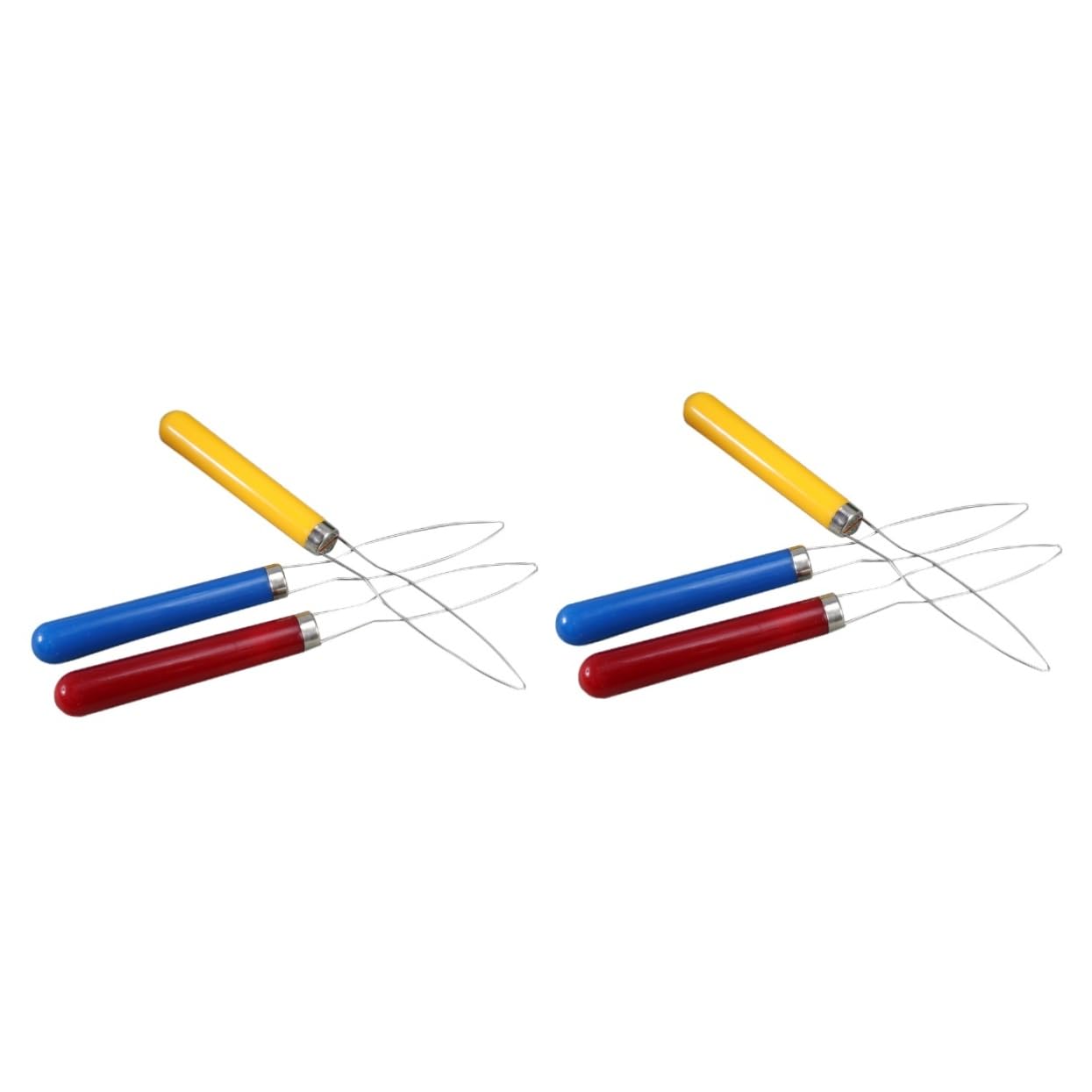 BCOATH 2sets Red Pattern Button Assist Devices Easy to Use Button Hook Helper for Elderly Comfortable Grip 3pcs*2