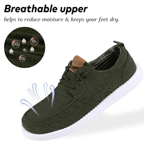 Image of ASITVO Men's Wide Canvas Loafers Slip on Boat Walking Shoes Casual Dress | Big Size Width Toe Box