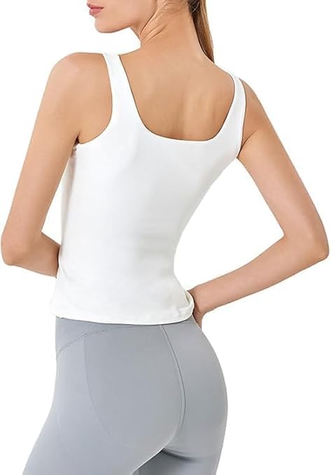 Image of SHAPERX Women Padded Camisole Workout Top| Tank Top with No Trace,Square Neck Seamless Vest,Elastic Shoulder Strap Camisole